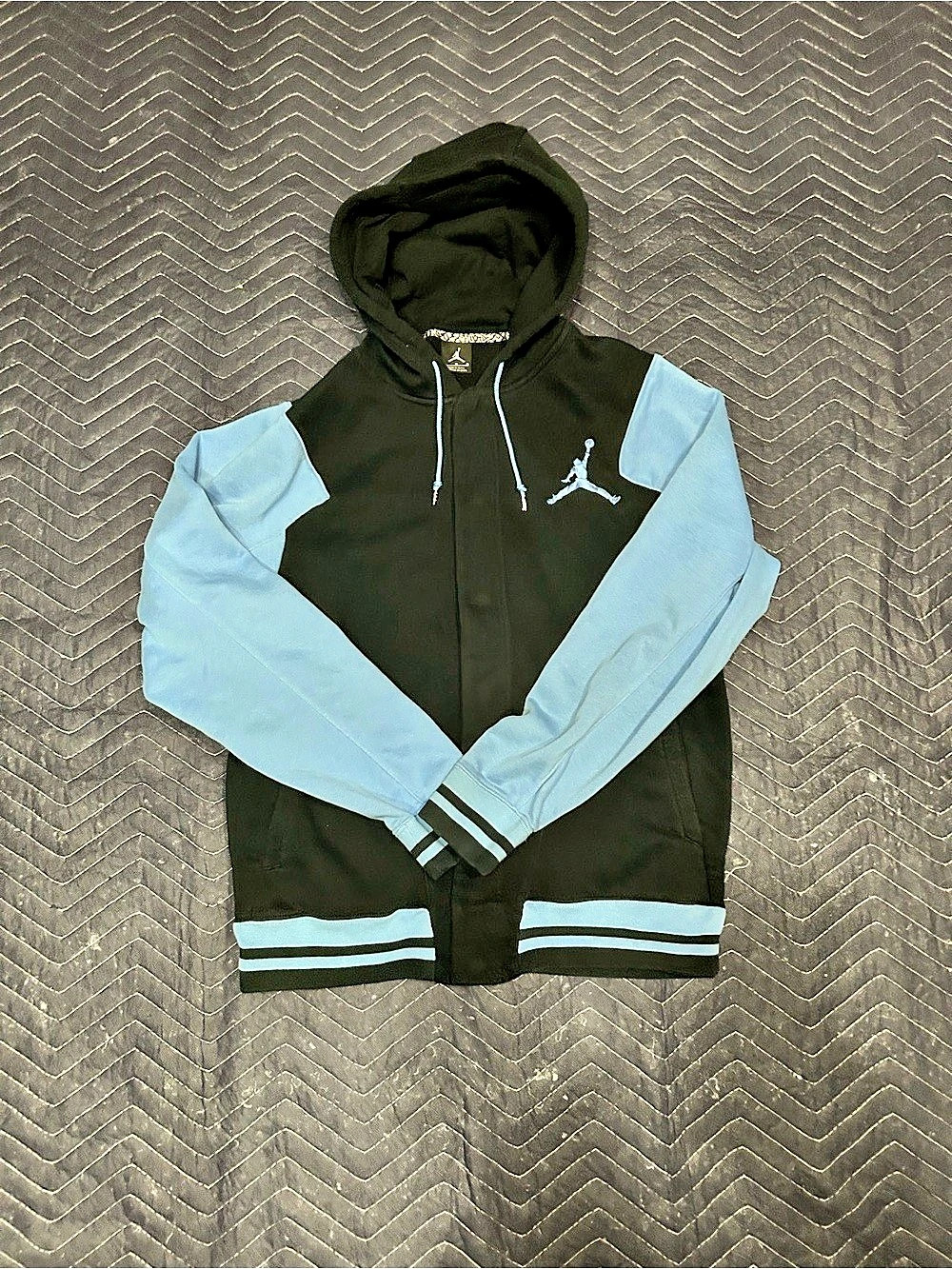 Jordan Elephant Print Full Zip Hoodie Black & Blue Large